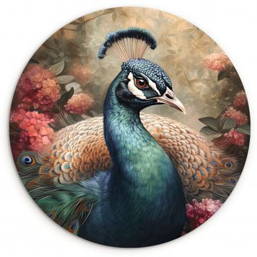 Pavo real en esplendor floral